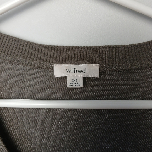 WILFRED ARITZIA See-through Women Long Sleeve Shirt V-Neck Brown XXS - Picture 3 of 11